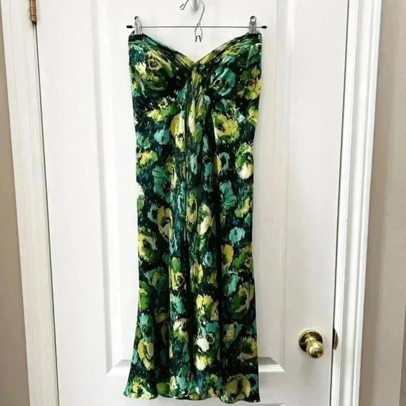 Donna Ricco Silk Halter Dress Flowy A-Line Green Blue Yellow Floral Size 8 - Picture 4 of 15